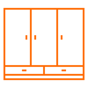 Kleiderschrank als strichlinie